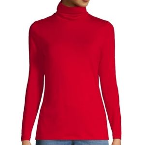Land's End Mock Neck Long Sleeve Top Red Size Small